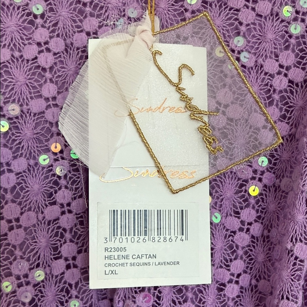 Chic Purple Caftan Maxi Dress with Sequins - Picture 2 of 6